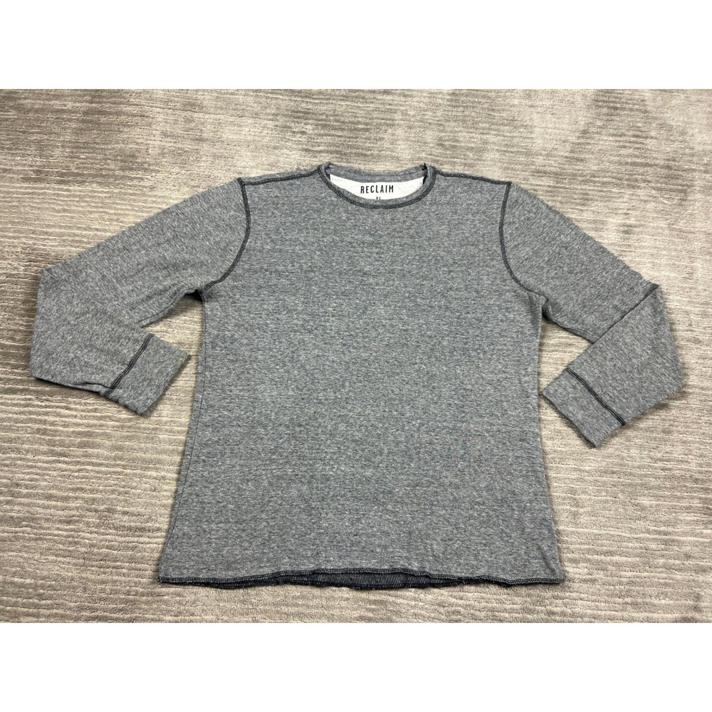 Reclaim Shirt Mens XL Grey Thermal Long Sleeve FK002 Cotton Contrast Stitching